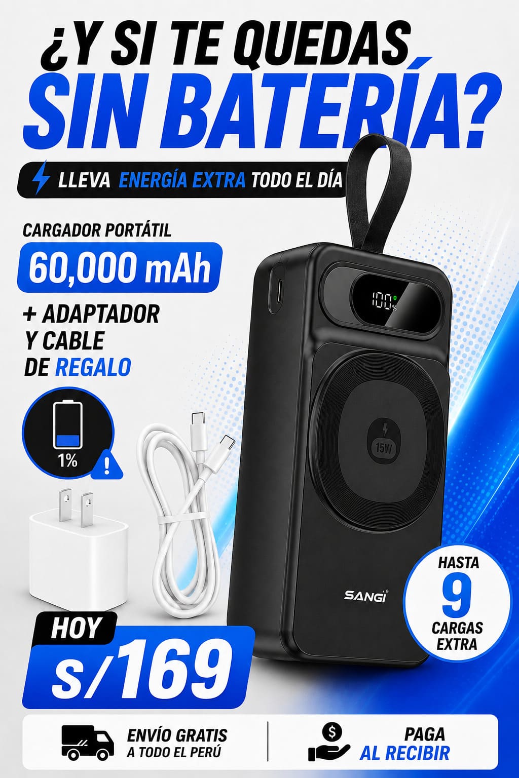 Cargador Portátil Viajero 60,000mAh + Regalo