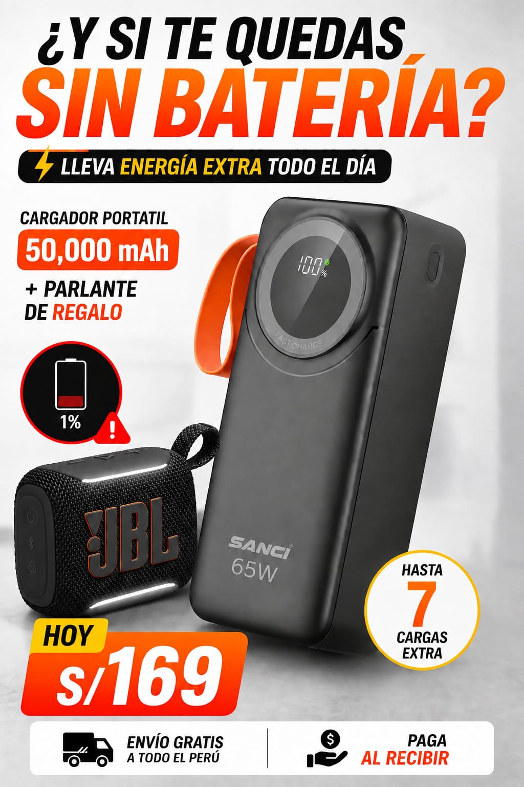 Cargador Portatil 50000mAh + Parlante G0 5