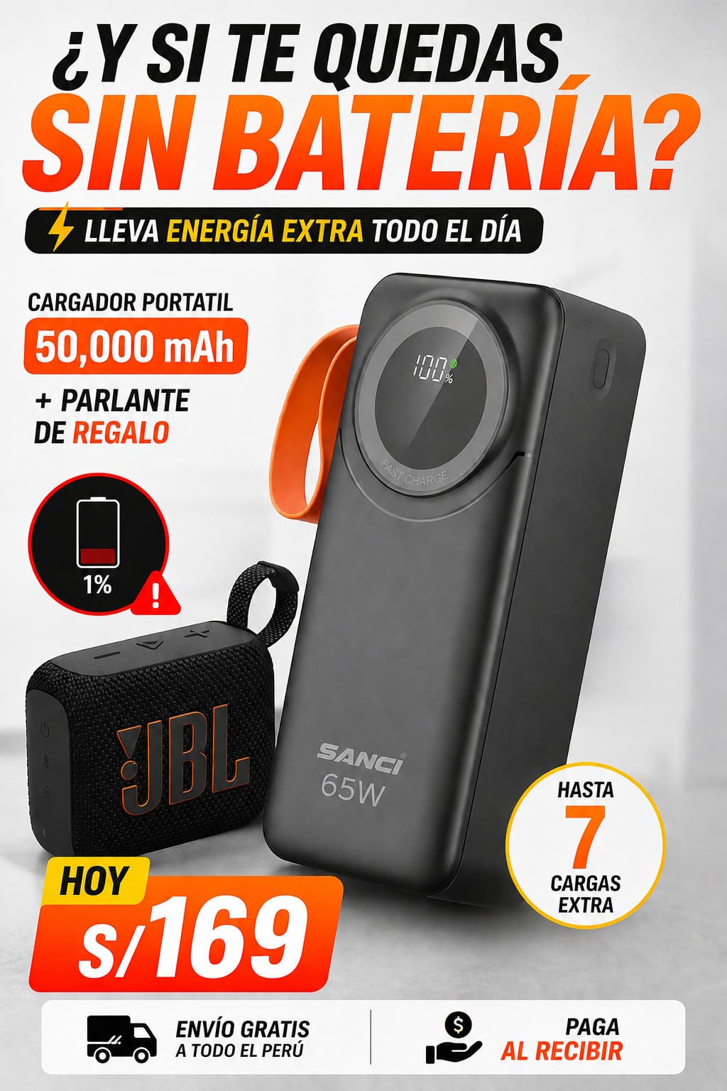 Cargador Portatil 50000mAh + Parlante G0 4